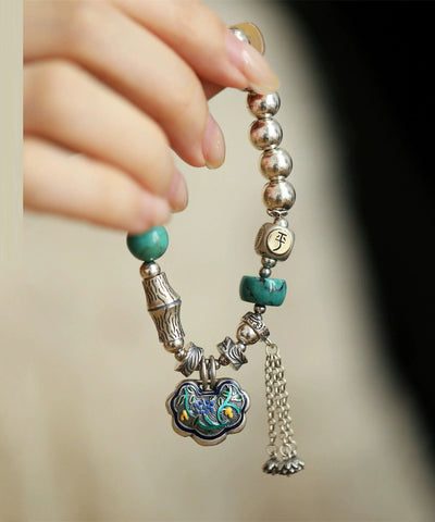 Charm Turquoise Silver Silk Boutique Bracelet Bracelets Sterling FashionChic