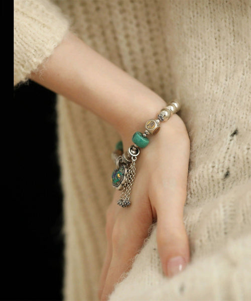 Charm Turquoise Silver Silk Boutique Bracelet Bracelets Sterling FashionChic