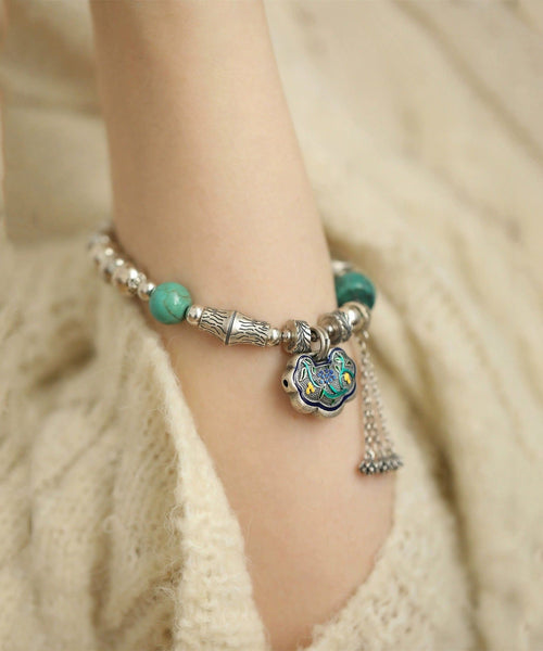 Charm Turquoise Silver Silk Boutique Bracelet Bracelets Sterling FashionChic