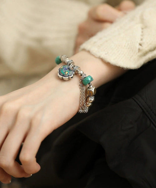 Charm Turquoise Silver Silk Boutique Bracelet Bracelets Sterling FashionChic