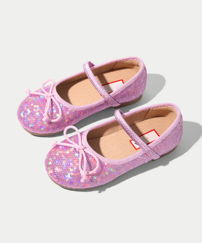 Strap Flat Bow Sequins Shoes Buckle Kids Boutique Feet Silvery FashionChic