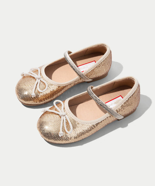 Strap Flat Bow Sequins Shoes Buckle Kids Boutique Feet Silvery FashionChic