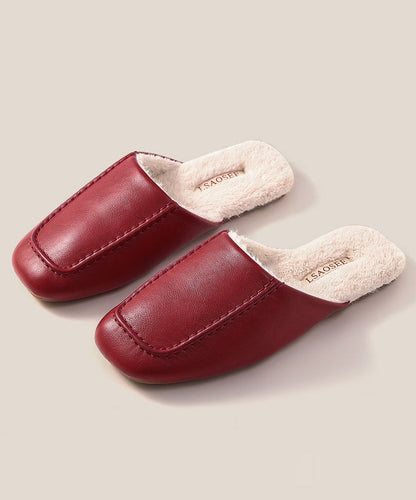 Boutique Slippers Shoes Mulberry Faux Leather Fuzzy Wool Lined RX018 ABC