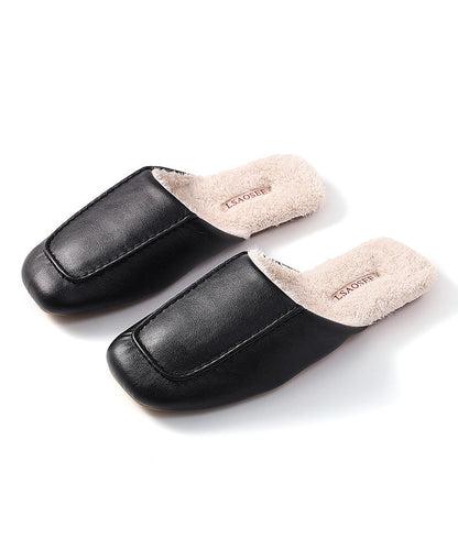 Boutique Slippers Shoes Mulberry Faux Leather Fuzzy Wool Lined RX018 ABC