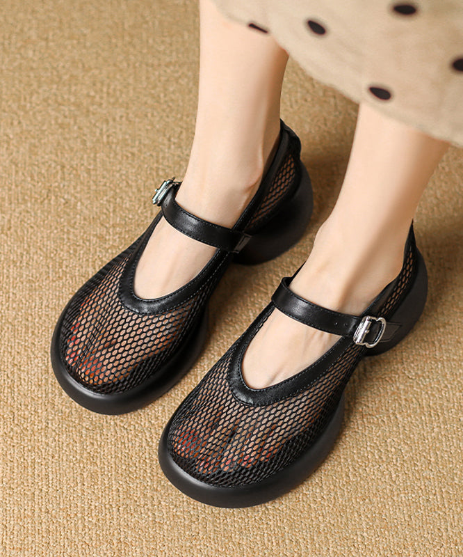 Boutique Splicing Chunky Sandals Black Breathable Mesh AG1028 shoe-CS240905