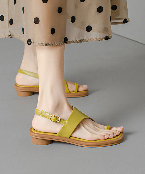 Boutique Splicing Sandals Green Genuine Leather Peep Toe OI037 shoe-LX240801