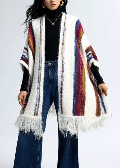 Boutique Tassel Striped Cozy Oversized Knit Shawl WE007 HS-SCF241028