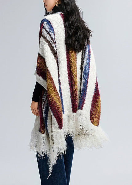 Boutique Tassel Striped Cozy Oversized Knit Shawl WE007 HS-SCF241028