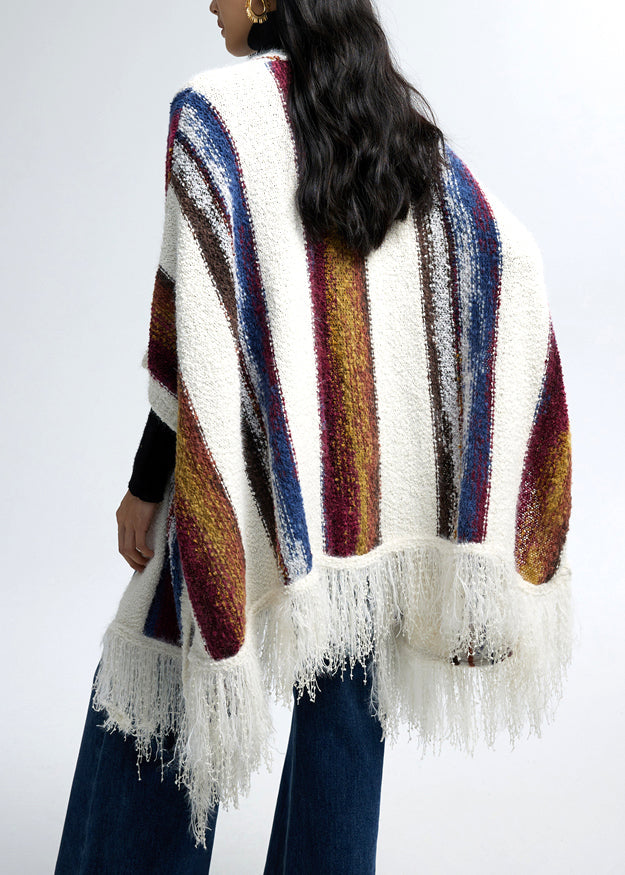 Boutique Tassel Striped Cozy Oversized Knit Shawl WE007 HS-SCF241028