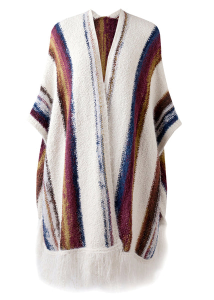 Boutique Tassel Striped Cozy Oversized Knit Shawl WE007 HS-SCF241028