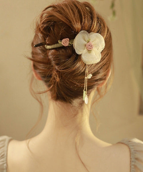 Plastic Boutique Pearl Floral Hairpin Tulle Tassel FashionChic