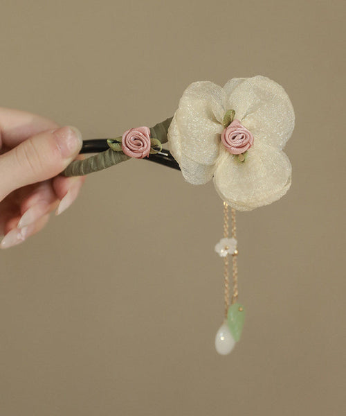 Plastic Boutique Pearl Floral Hairpin Tulle Tassel FashionChic