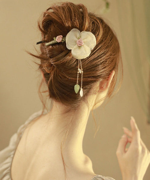 Plastic Boutique Pearl Floral Hairpin Tulle Tassel FashionChic