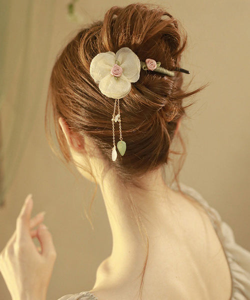 Plastic Boutique Pearl Floral Hairpin Tulle Tassel FashionChic