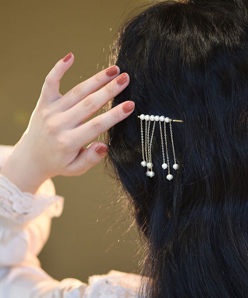 Crystal White Copper Boutique Overgild Hairpin Pearl Tassel FashionChic