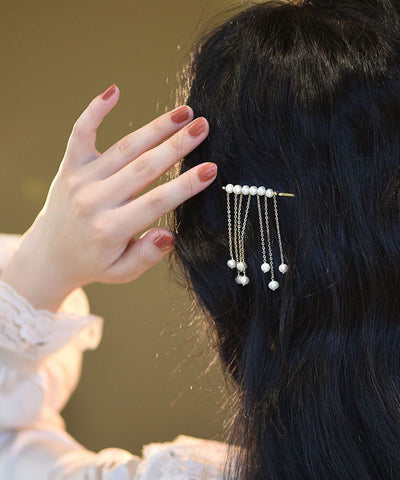 Crystal White Copper Boutique Overgild Hairpin Pearl Tassel FashionChic