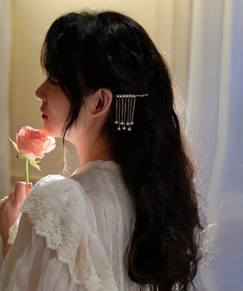 Crystal White Copper Boutique Overgild Hairpin Pearl Tassel FashionChic