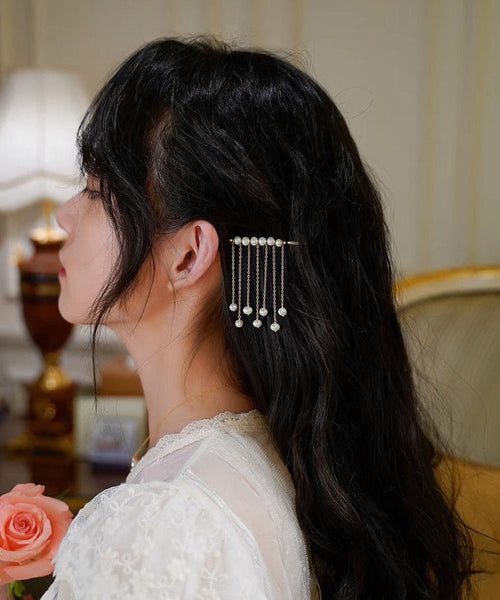 Crystal White Copper Boutique Overgild Hairpin Pearl Tassel FashionChic