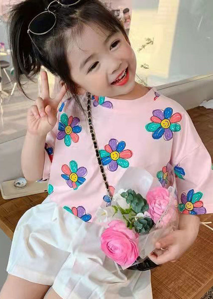 Boutique White O-Neck Print Kids T Shirt Summer YU1064 WS-RCTZ-STP240529