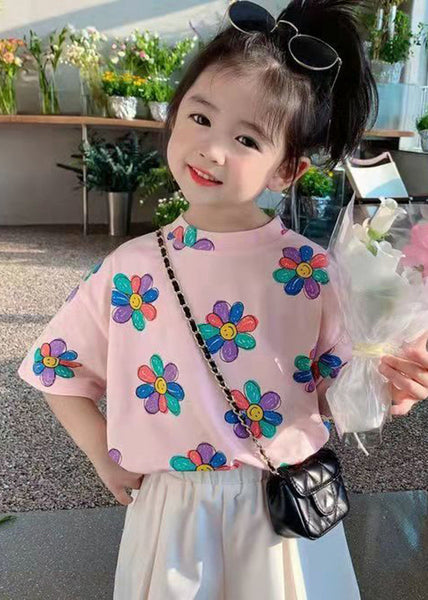 Boutique White O-Neck Print Kids T Shirt Summer YU1064 WS-RCTZ-STP240529