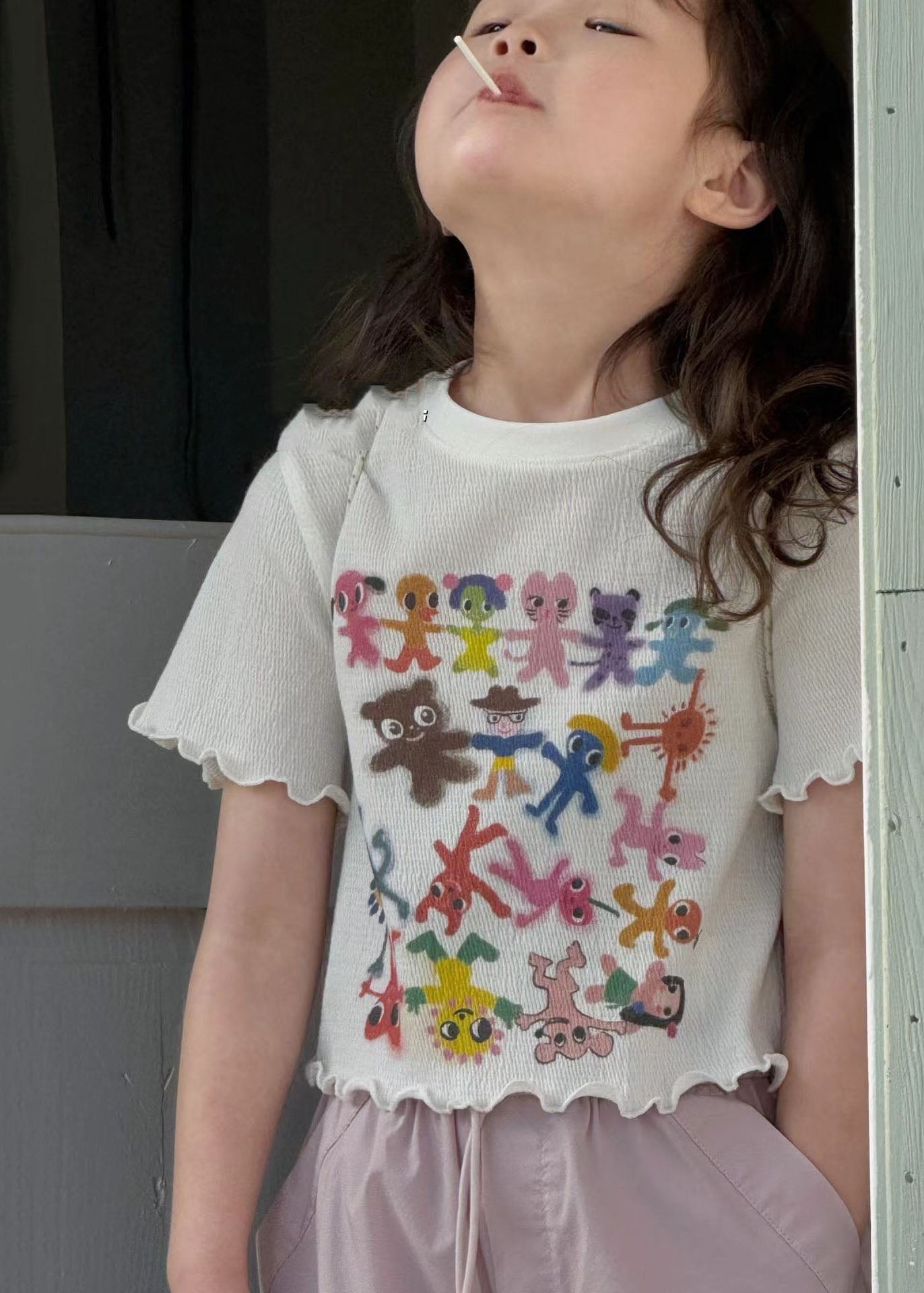 Boutique White Ruffled Print Girls Top Summer SS1003 MM-RCTZ-STP240601