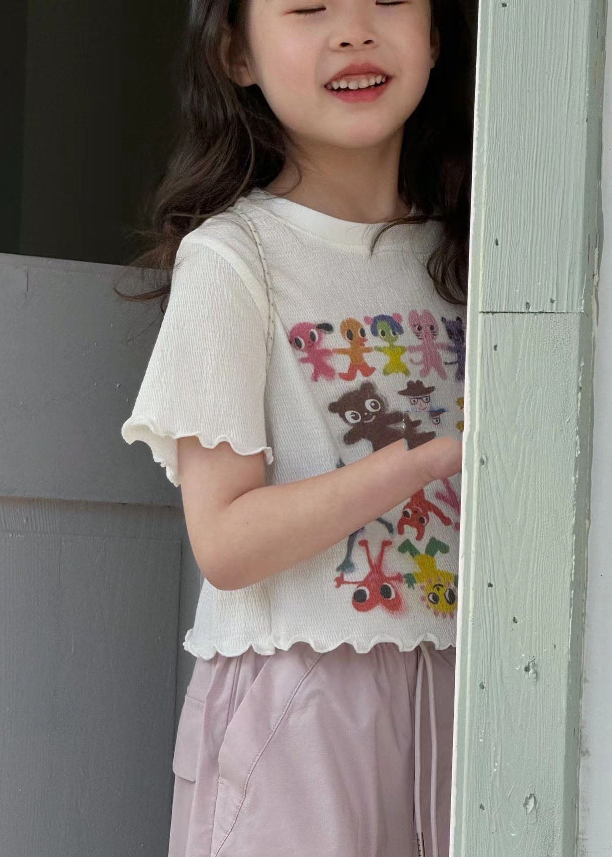 Boutique White Ruffled Print Girls Top Summer SS1003 MM-RCTZ-STP240601