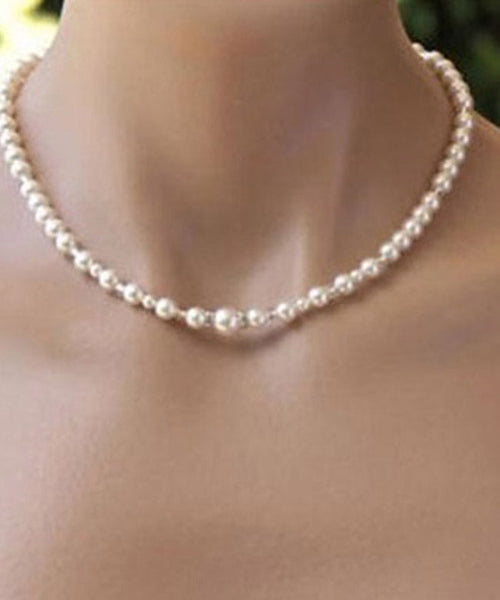 Boutique White Stainless Steel Pearl Chain Tassel Lariat Necklace YA012 ABC