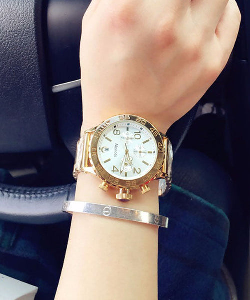 Steel White Quartz Movement Boutique Stainless Watches Machinery FashionChic