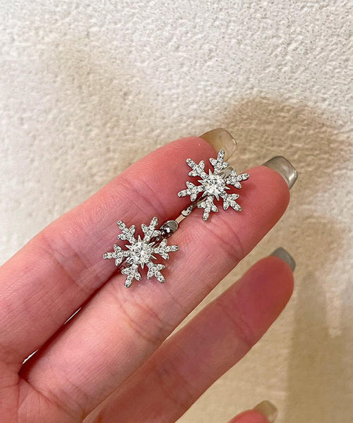 Boutique White Stainless Steel Zircon Snow Stud Earrings YD019 ABC