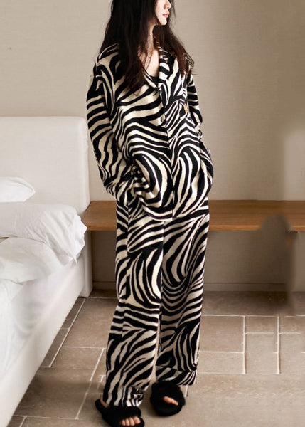 Boutique Zebra Pattern Peter Pan Collar Button Two Piece Set Long Sleeve XS1018 Ada Fashion