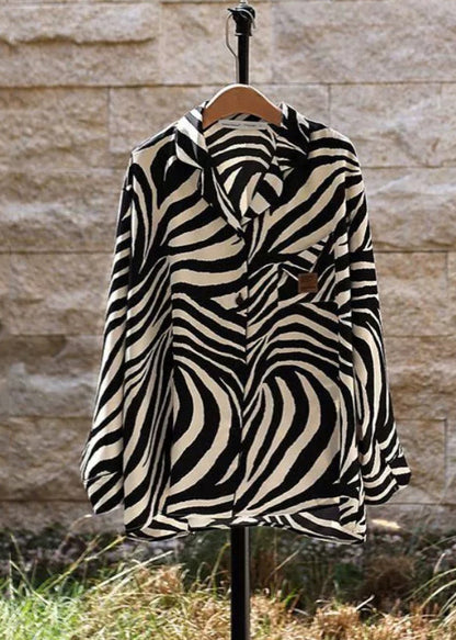 Boutique Zebra Pattern Peter Pan Collar Button Two Piece Set Long Sleeve XS1018 Ada Fashion