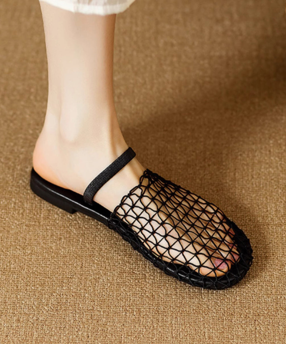 Breathable Mesh Hollow Out Fashion Black Slide Sandals AG1017 shoe-CS240905