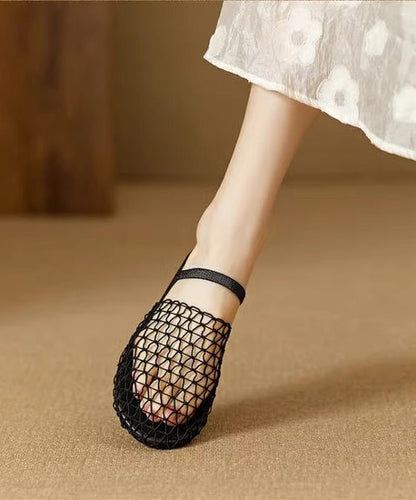 Breathable Mesh Hollow Out Fashion Black Slide Sandals AG1017 shoe-CS240905