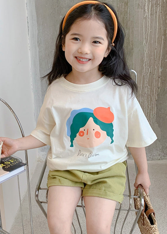 Brief Apricot Patchwork Girls T Shirt Short Sleeve SS1019 MM-RCTZ-STP240601