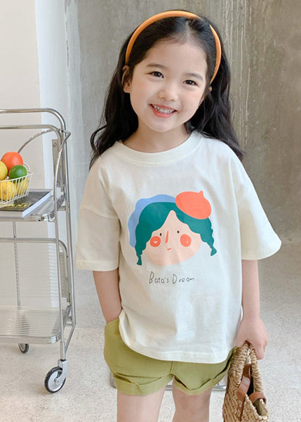 Brief Apricot Patchwork Girls T Shirt Short Sleeve SS1019 MM-RCTZ-STP240601