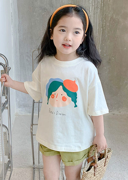 Brief Apricot Patchwork Girls T Shirt Short Sleeve SS1019 MM-RCTZ-STP240601