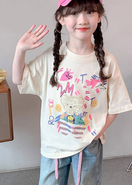 Brief Apricot Print Girls T Shirt Short Sleeve YU1082 WS-RCTZ-STP240529
