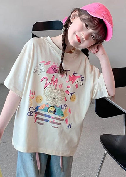 Brief Apricot Print Girls T Shirt Short Sleeve YU1082 WS-RCTZ-STP240529