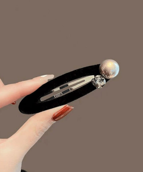 Pearl Hairpin Brief Velvet Metal Black FashionChic
