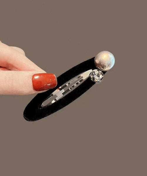 Pearl Hairpin Brief Velvet Metal Black FashionChic