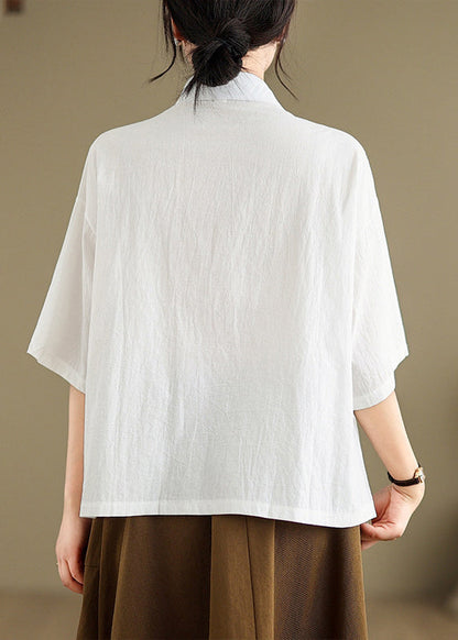 Brief Black Peter Pan Collar Button Shirts Summer UU029 OM-MM240820