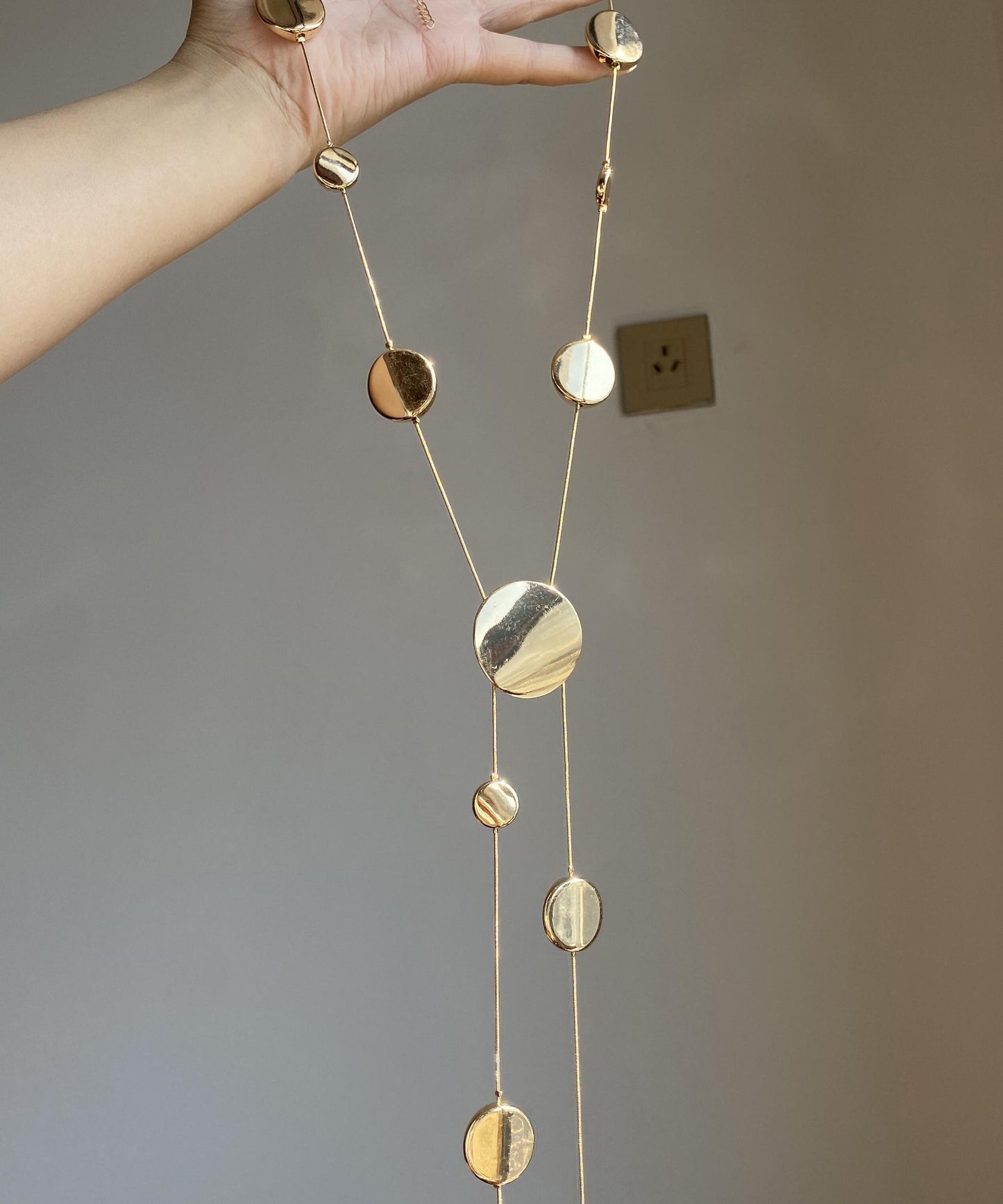 Asymmetrical Pendant Necklace Tassel Brief Blue Planchet Alloy FashionChic