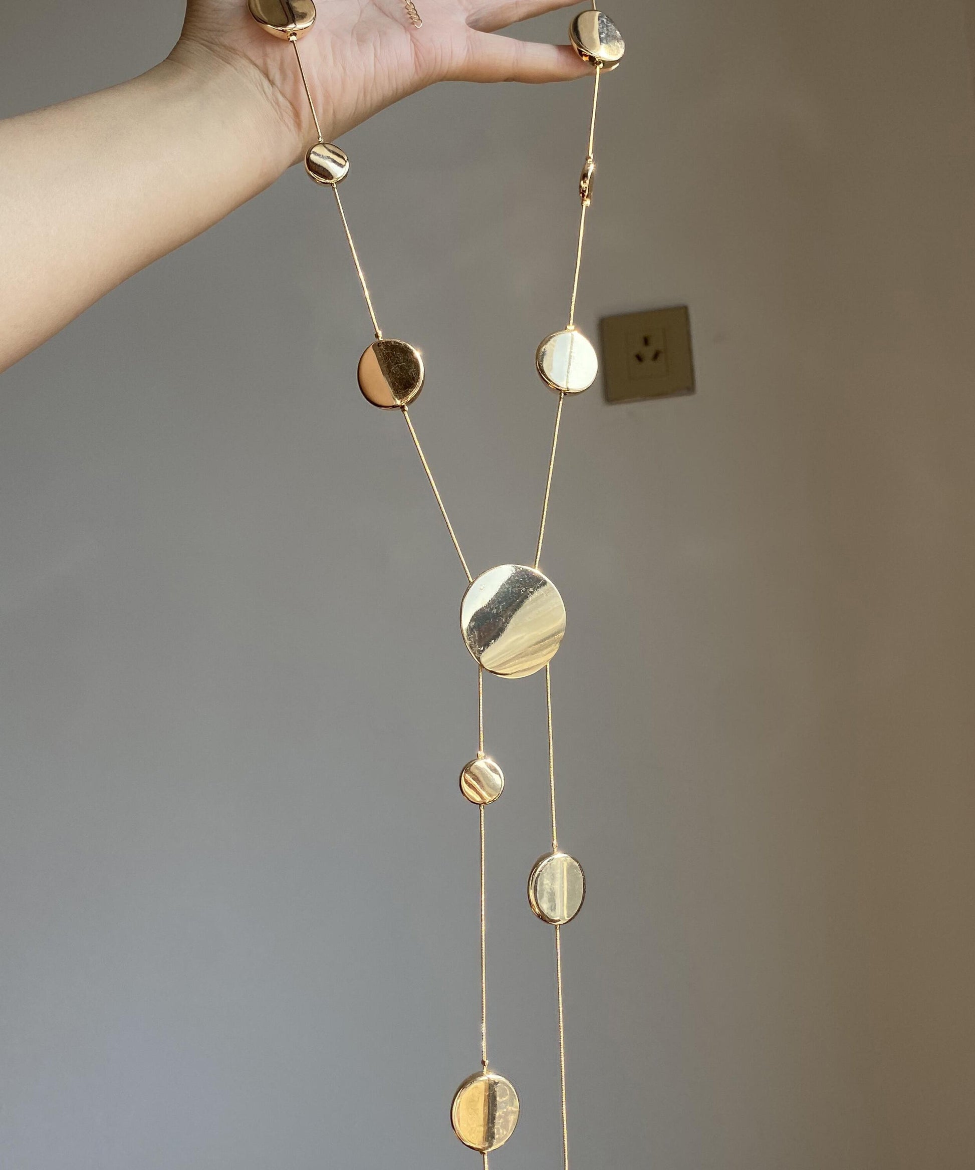 Asymmetrical Pendant Necklace Tassel Brief Blue Planchet Alloy FashionChic