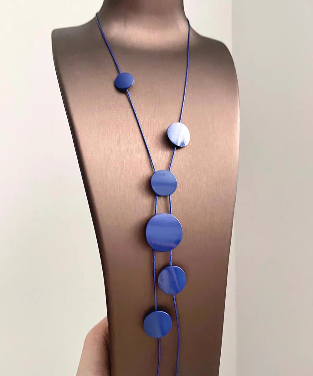 Asymmetrical Pendant Necklace Tassel Brief Blue Planchet Alloy FashionChic