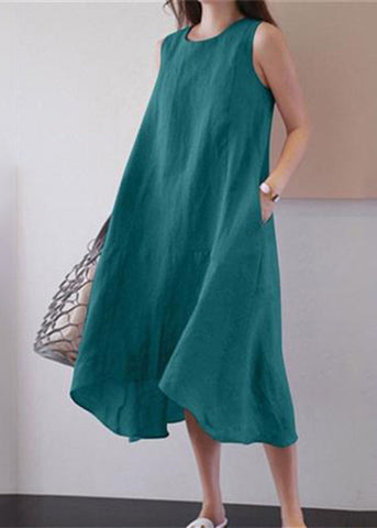 Brief Blue O-Neck Patchwork Vacation Long Dresses Summer VB1092 Ada Fashion