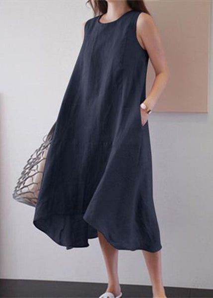 Brief Blue O-Neck Patchwork Vacation Long Dresses Summer VB1092 Ada Fashion