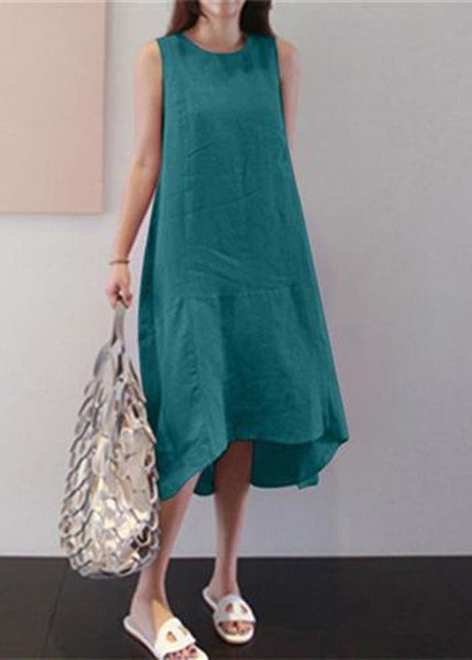 Brief Blue O-Neck Patchwork Vacation Long Dresses Summer VB1092 Ada Fashion