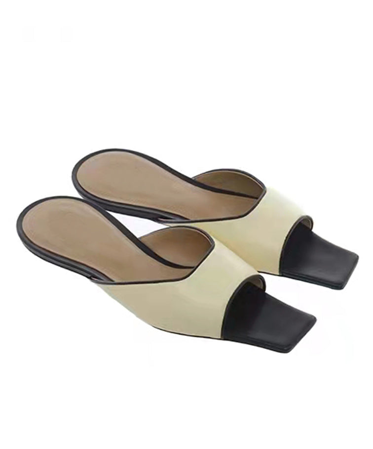 Brief Camel Faux Leather Splicing Peep Toe Thong Sandals JJ044 Shoe-LT240609