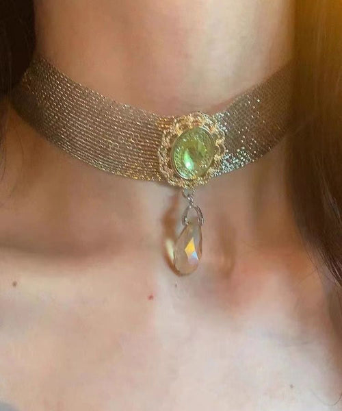 Brief Gold Alloy Pearl Water Drop Choker PO055 JEW-NLC240729