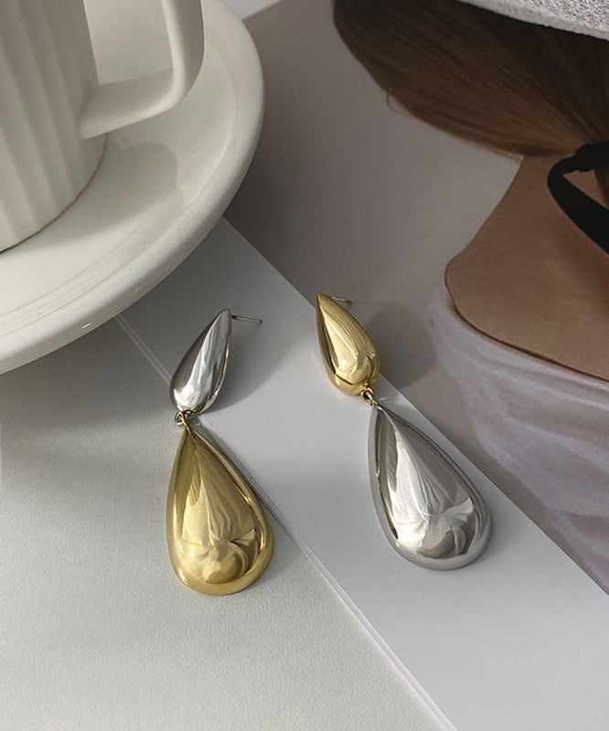 Brief Gold Copper Alloy Water Drop Drop Earrings QQ062 JEW-EAR240811